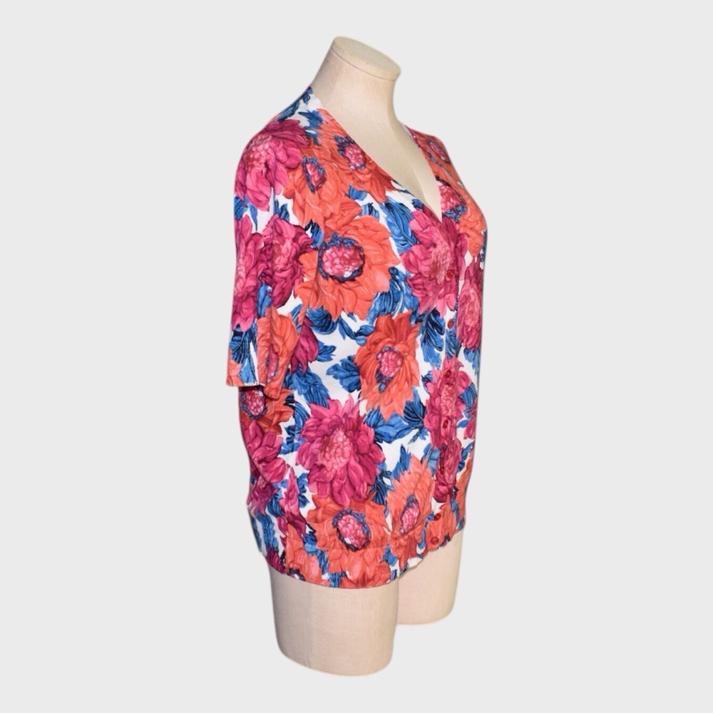 Talbots Bold Floral Button Cardigan - Picture 2 of 5